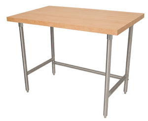 Mesa de trabajo con cubierta de maple 84 x 24 pulg con patas galvanizadas