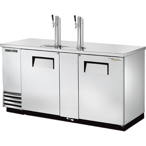 Dispensador de cerveza directo de 69-1/8", 2 puertas, 3 barriles, puertas sólidas, exterior de acero inoxidable