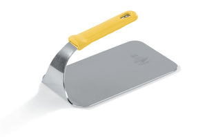 1 3/5-pound plano-bottom acero inoxidable steak weight con amarillo mango de silicón