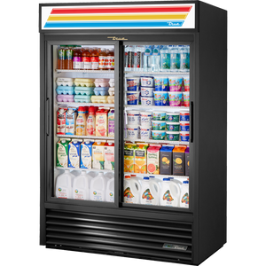 Refrigerador exhibidor de 54-1/4", 2 puertas, puertas de cristal, corredizas