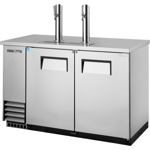 Dispensador de cerveza directo de 58-7/8", 2 puertas, 2 barriles, puertas sólidas, exterior de acero inoxidable