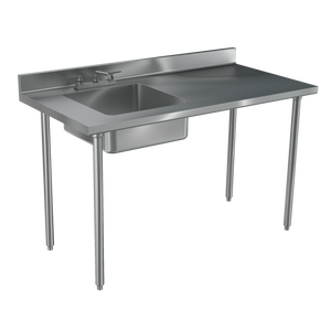 Mesa de trabajo 84" x 36" 4-Series área de producción base abierta calibre 14 acero inoxidable con tarja alineada a la izquie