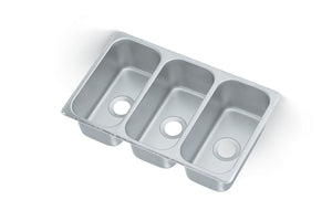 Tarja 3-bowl acero inoxidable self-rimming vending cart empotrable