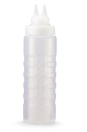 Dispensador flexible 24 oz Traex® transparente con doble punta™ tapa y kit adaptador de tapa