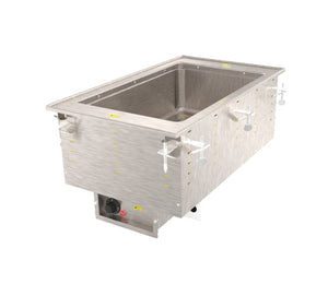 Baño María 1 pozo 120 V 625 W modular empotrable con drenaje estándar con controles termostáticos con brida plana - 15 x 26 x