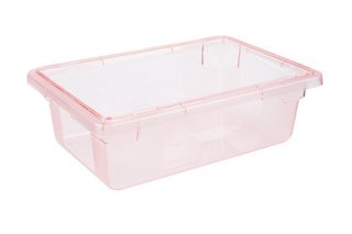 Caja de almacenamiento de alimentos transparente de 18" x 12" x 6"  3.5 galones Roja