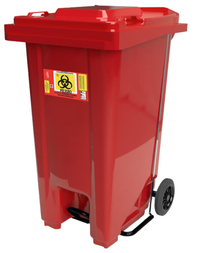 Bote 240 litros con pedal y tapa Rojo