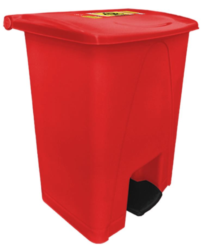 Bote de pedal 80 litros con tapa rojo