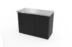 REFRIGERADOR DE CONTRA BARRA EN VINYL NEGRO - 2 PUERTAS SOLIDAS - CERRADURAS EN PUERTAS - LUZ INT. - SLIM LINE ABBC-24-48