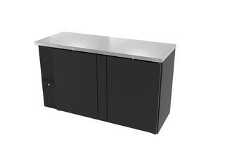 REFRIGERADOR DE CONTRA BARRA EN VINYL NEGRO - 2 PUERTAS SOLIDAS - CERRADURAS EN PUERTAS - LUZ INT. - SLIM LINE ABBC-24-60