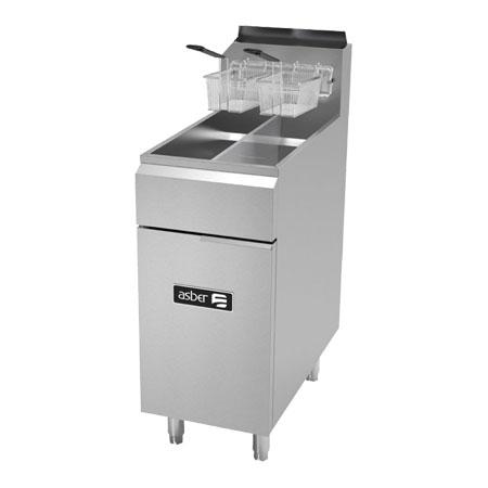 FREIDORA DE INMERSION A GAS 2 TINAS - 4 QUEMADORES - 25+25 LBS. DE CAPACIDAD - FULL INOX.  AEF-2525-S