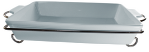 FUENTE HORNO RECTANGULAR CON ASAS Y BASE CROMADA  27X18X4 CM