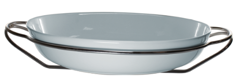 FUENTE HORNO OVAL SIN ASAS CON BASE CROMADA  41X24X9 CM