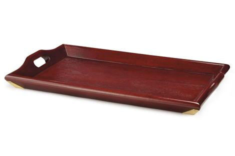 Charola de madera con refuerzos de cobre  63 x 40 cm
