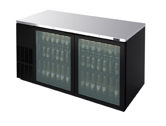 REFRIGERADOR DE CONTRA BARRA EN VINYL NEGRO - 2 PUERTAS DE CRISTAL  - CERRADURAS EN PUERTAS + LUZ INT. ABBC-58G