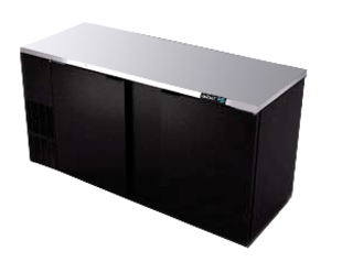 REFRIGERADOR DE CONTRA BARRA EN VINYL NEGRO - 2 PUERTAS SOLIDAS - CERRADURAS EN PUERTAS + LUZ INT. ABBC-68