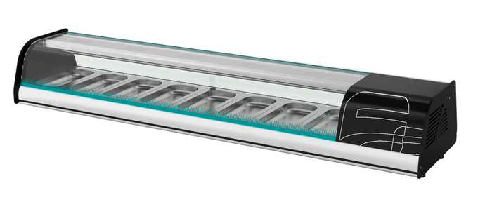 VITRINA PARA SUSHI REFRIGERADA SOBRE MOSTRADOR 1.70 MTS  ACTC-69 SL ASBER