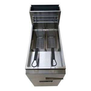 FREIDORA DE INMERSION A GAS 1 TINA - 3 QUEMADORES - 40/50 LBS. DE CAPACIDAD - FULL INOX.  AEF-4050-S