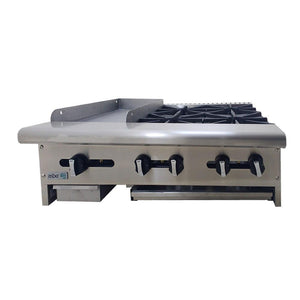 PARRILLA A GAS DE 4 FUEGOS ABIERTOS + PLANCHA 12"   AEM-G12-B4-36