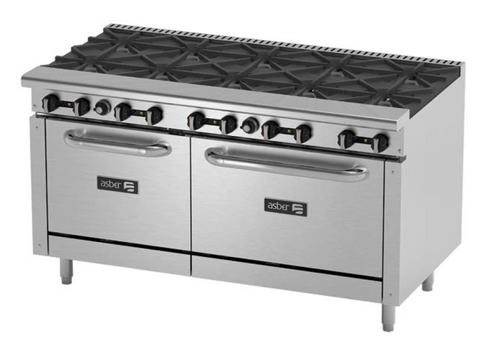 ESTUFA A GAS DE 10 FUEGOS ABIERTOS + 2 HORNOS 24" Y 36"  AER-2-B10-60