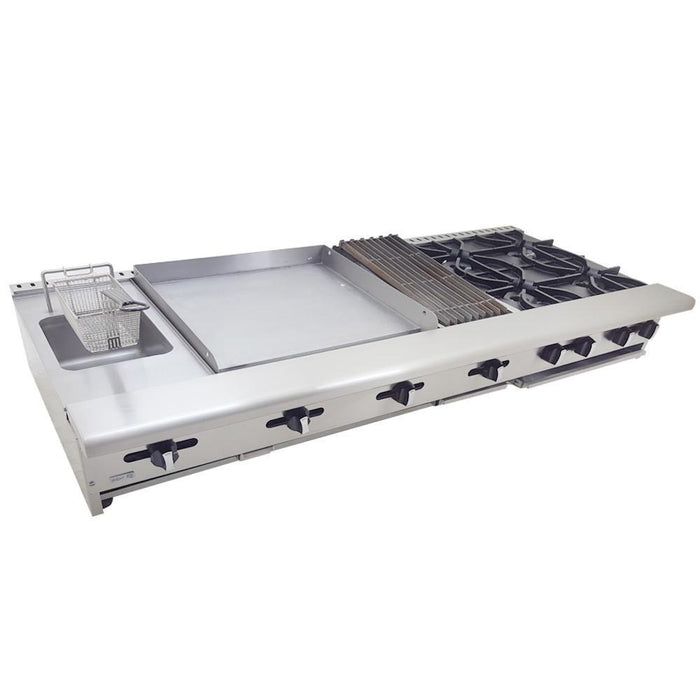4 FUEGOS ABIERTOS + ASADOR 12" + PLANCHA 24" + GRATINADOR + FREIDORA  AM-72