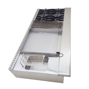 4 FUEGOS ABIERTOS + ASADOR 12" + PLANCHA 24" + GRATINADOR + FREIDORA  AM-72