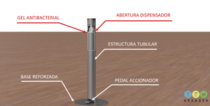 Dispensador de gel antibacterial con pedal