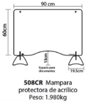 Mampara acrílico 60 x 90 pasa documentos