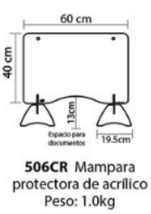 Mampara acrílico 60 x 40 pasa documentos