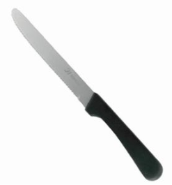 Cuchillo de carne dentado mango negro punta redonda 12 cm